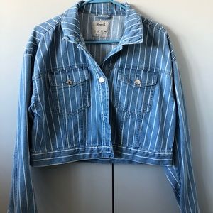 Stripped cropped jean jacket from Italy